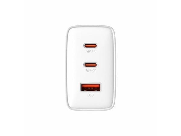 Baseus laturi Baseus OS-Cube Pro 2xUSB-C + USB seinälaturi, 65W (valkoinen)