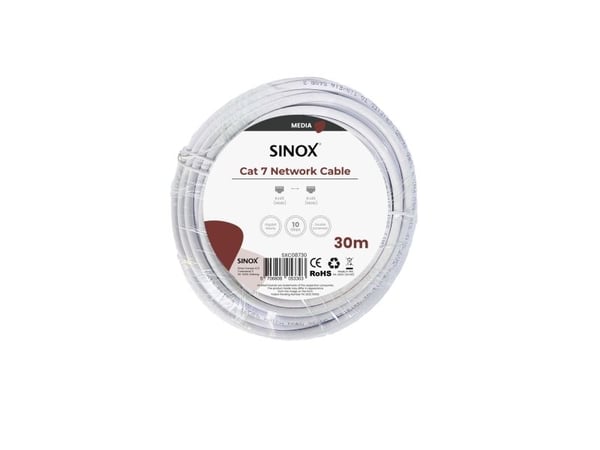 Sinox SXC08730, 30 m, Cat7, S/FTP (S-STP), RJ-45, RJ-45, Hvit