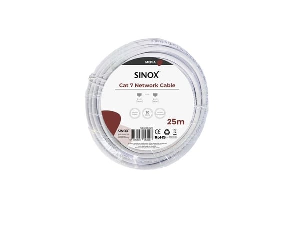 Sinox PRO S-FTP Cat7 verkkokaapeli. 25m. Valkoinen
