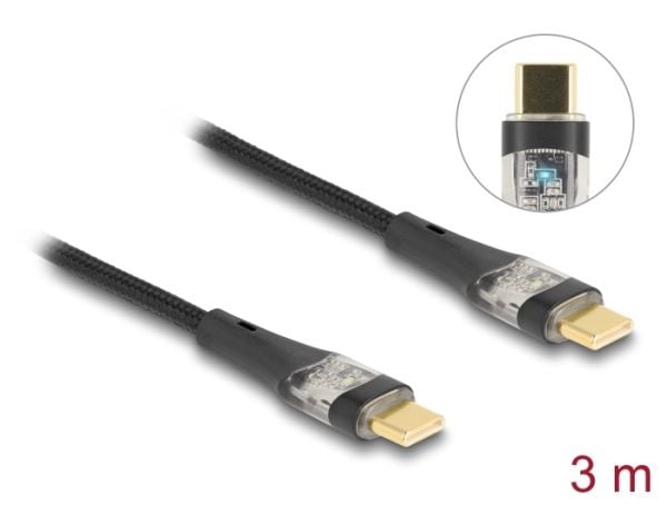 Delock - USB-kabel - 24 pin USB-C (hane) till 24 pin USB-C (hane) - USB 2.0 - 5 A - 3 m - Stöd för Power Delivery 3.0, Snabbladdning upp till 100 W...