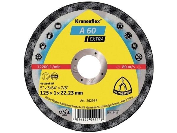 Klingspor Flat metallskive A 60 Extra 125x22x1,0mm 262937