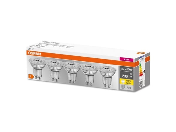 Osram Base, 2,6 W, 35 W, GU10, 230 lm, 10000 timer, Varm hvit