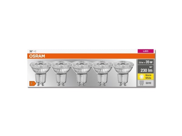Osram Base, 2,6 W, 35 W, GU10, 230 lm, 10000 timer, Varm hvit