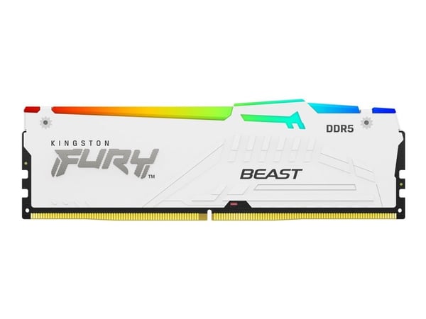 Kingston FURY Beast RGB - DDR5 - modul - 32 GB - DIMM 288-pin - 6400 MHz / PC5-51200 - CL32 - 1.4 V - ikke-bufret - on-die ECC - hvit
