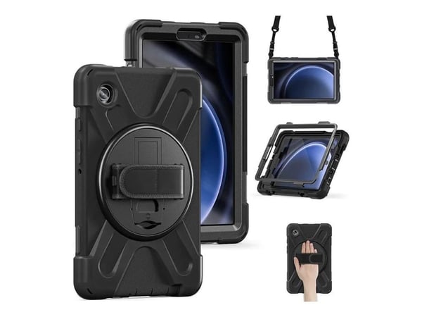 eSTUFF AUSTIN - Baksidedeksel for nettbrett - polykarbonat, silikon - svart - for Samsung Galaxy Tab A9+