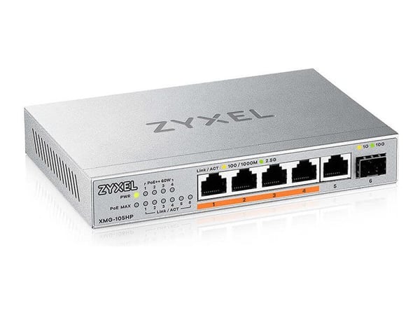 Zyxel XMG-105HP, Hallitsematon, 2.5G Ethernet (100/1000/2500), Power over Ethernet -tuki