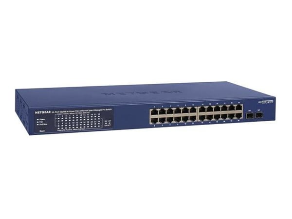 NETGEAR Smart GS724TP - Switch - L3 Lite - smart - 24 x 10/100/1000 (PoE+) + 2 x Gigabit SFP - stasjonær, rackmonterbar - PoE+ (190 W)