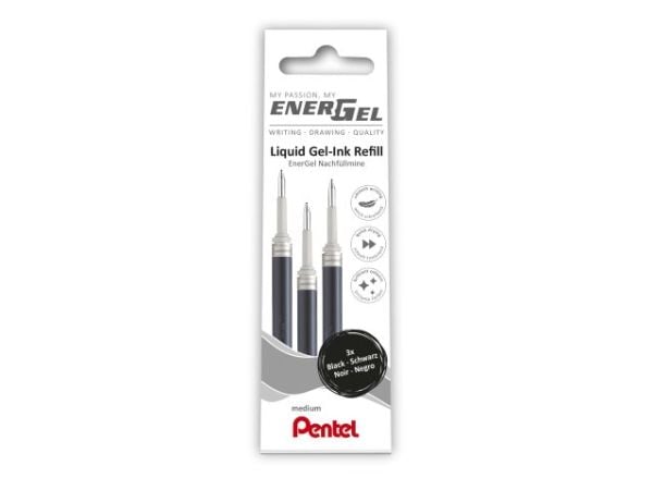Bläckpatron, Pentel EnerGel, LRN7-3A, 0,35 mm svart - (12 st.)