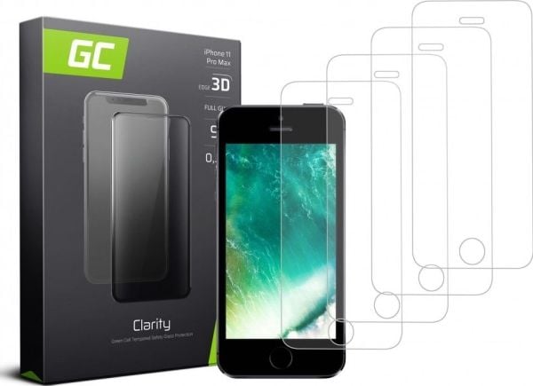 Green Cell Clarity, Apple, Apple iPhone 5 / 5S / 5C / SE, Ripebestandig, Gjennomsiktig, 4 stykker
