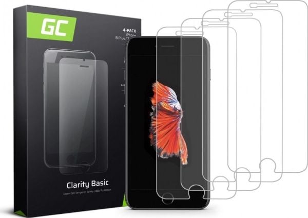 Green Cell Clarity, Apple, Apple iPhone 6+ / 6S+ / 7+ / 8+, Ripebestandig, Gjennomsiktig, 4 stykker