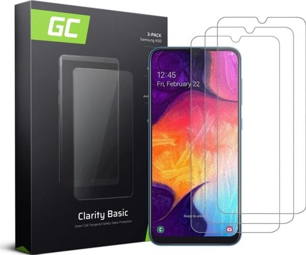 Green Cell Clarity, Samsung, Samsung Galaxy A50, Ripebestandig, Gjennomsiktig, 3 stykker