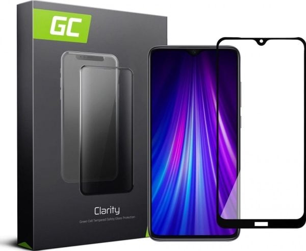 Green Cell Clarity - Skjermbeskyttelse for mobiltelefon - 2.5D - glass - rammefarge svart - for Xiaomi Redmi Note 8