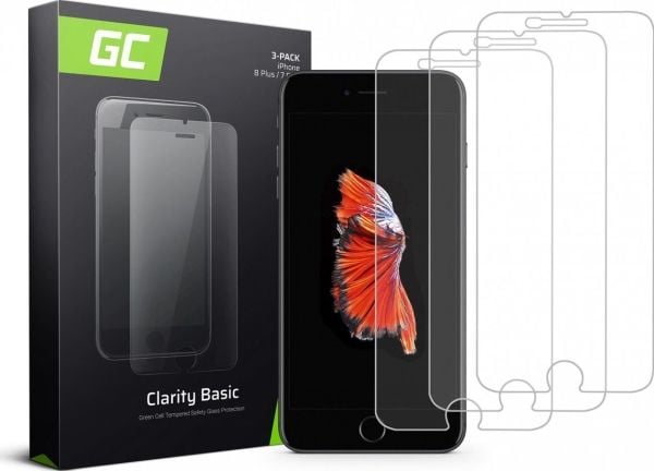 Green Cell Clarity, Apple, Apple iPhone 6+ / 6S+ / 7+ / 8+, Reptålig, Transparent, 3 styck
