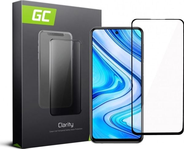 Green Cell Clarity - Skjermbeskyttelse for mobiltelefon - 2.5D - glass - rammefarge svart - for Xiaomi Redmi Note 9S