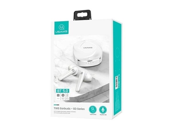 USAMS Bluetooth 5.0 TWS-hörlurar SDseries trådlösa vit BHUSD01