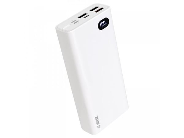 iBOX PB20 - Strømbank - 20000 mAh - 22.5 watt - 5 A - PD 3.0, QC 3.0 - 3 utgangskontakter (2 x USB, USB-C) - på kabel: USB-C - hvit