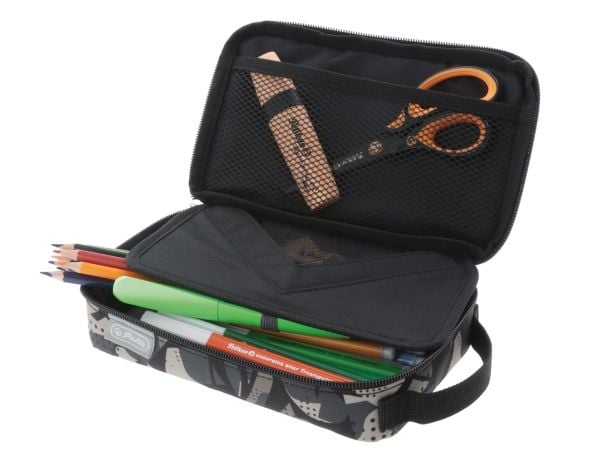 Herlitz 2 Go, Mykt penal, Polyester, Grå, Mønster, Glidelås, Oppvekst