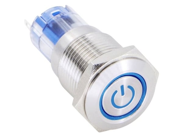 TRU COMPONENTS 1303022 LAS2GQF-11ET/B/12V/S/P Trykknap 48 V/DC 2 A 1 x On/(On) Tastende Blå IP65 1 stk
