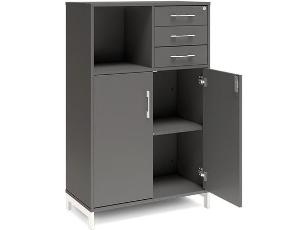 Kontorskab DNA, 800x1275 mm, Antracit/Hvid, skuffemodul 3A4/2A4