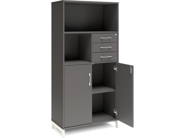 Kontorskab DNA, 800x1660 mm, Antracit/Hvid, skuffemodul 4A4/2A4