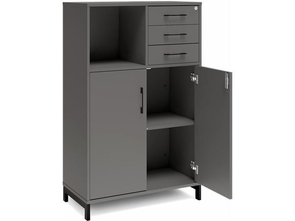 Kontorskab DNA, 800x1275 mm, Antracit/Sort, skuffemodul 3A4/2A4