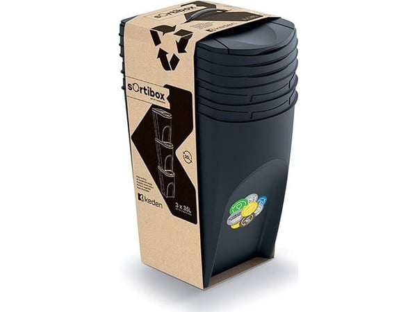 Prosperplast Šiukšliadėžė Keden SORTI BOX - juoda recycling
