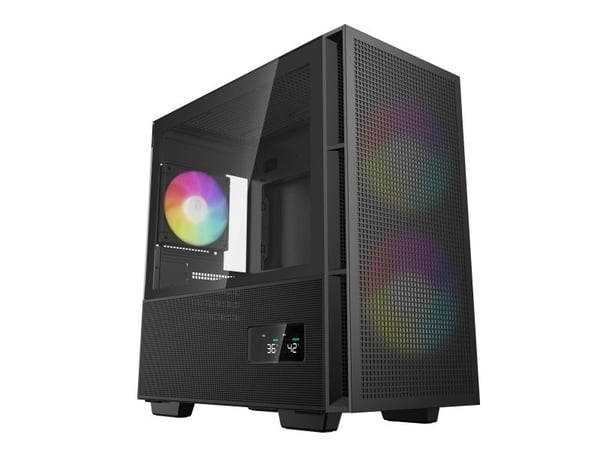 DeepCool CH360 DIGITAL - mATX - sidepanel med vindu (herdet glass) - ingen strømforsyning (ATX / PS/2) - svart - USB/lyd