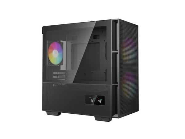 DeepCool CH360 DIGITAL - mATX - sidepanel med vindu (herdet glass) - ingen strømforsyning (ATX / PS/2) - svart - USB/lyd