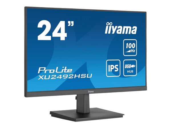iiyama ProLite XU2492HSU-B6 - LED-skjerm - 24" (23.8" synlig) - 1920 x 1080 Full HD (1080p) @ 100 Hz - IPS - 250 cd/m² - 1300:1 - 0.4 ms - HDMI, Di...
