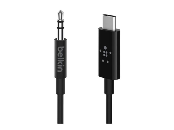 Belkin RockStar - Lydkabel - USB-C hann til mini-phone stereo 3.5 mm hann - 91.4 cm - svart