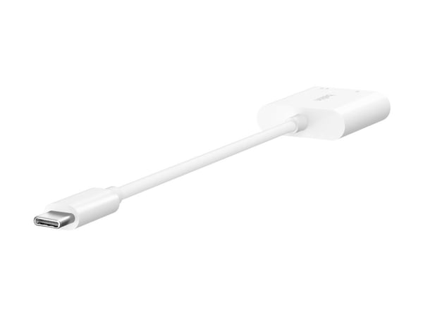 Belkin RockStar - USB-C til hodetelefonjakk / ladeadapter - USB-C hann til USB-C, minijakk hunn - USB Power Delivery (60W)