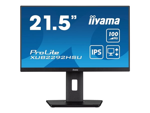 iiyama ProLite XUB2292HSU-B6 - LED-skjerm - 22" (21.5" synlig) - 1920 x 1080 Full HD (1080p) @ 100 Hz - IPS - 250 cd/m² - 1000:1 - 0.4 ms - HDMI, D...
