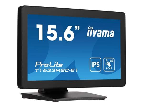iiyama ProLite T1633MSC-B1 - LED-skjerm - 15.6" - berøringsskjerm - 1920 x 1080 Full HD (1080p) @ 60 Hz - IPS - 450 cd/m² - 1000:1 - 5 ms - HDMI, D...