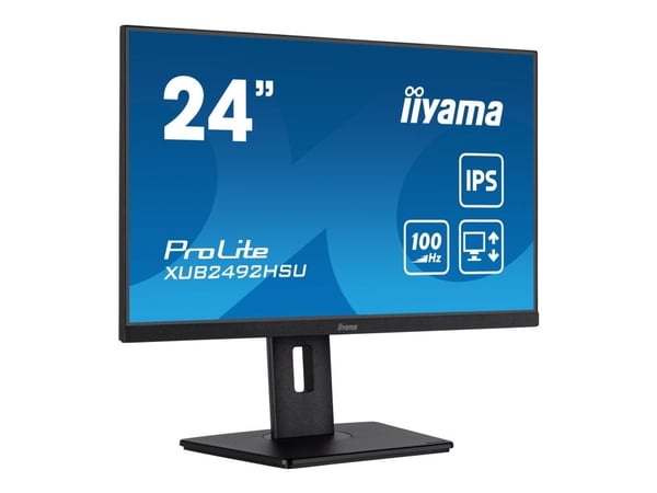iiyama ProLite XUB2492HSU-B6 - LED-skjerm - 24" (23.8" synlig) - 1920 x 1080 Full HD (1080p) @ 100 Hz - IPS - 250 cd/m² - 1300:1 - 0.4 ms - HDMI, D...