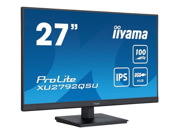 iiyama ProLite XU2792QSU-B6 - LED-skjerm - 27" - 2560 x 1440 WQHD @ 100 Hz - IPS - 250 cd/m² - 1300:1 - 0.4 ms - HDMI, DisplayPort - høyttalere - m...