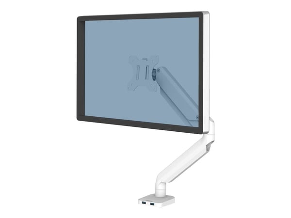 Fellowes Platinum Series - Monteringssett - justerbar arm - for Skjerm - aluminium - hvit - skjermstørrelse: inntil 27" - skrivebordsmonterbar