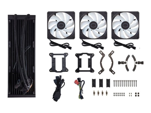 Cooler Master MasterLiquid 360L Core ARGB White, Nestejäähdytyspakkaus, 12 cm, 650 RPM, 1750 RPM, 27,2 dB, 71,93 cfm