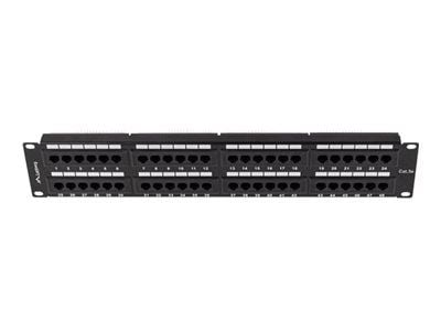 Lanberg - Koblingspanel - rackmonterbar - CAT 5/5e - UTP - RJ-45 X 48 - RAL 9004, svart - 2U - 19"