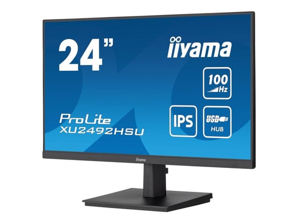 iiyama ProLite XU2492HSU-B6 - LED-skjerm - 24" (23.8" synlig) - 1920 x 1080 Full HD (1080p) @ 100 Hz - IPS - 250 cd/m² - 1300:1 - 0.4 ms - HDMI, Di...