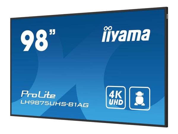 iiyama ProLite LH9875UHS-B1AG - 98" Diagonalklasse (97.5" synlig) LED-bakgrunnsbelyst LCD-skjerm - intelligent skilting - med innebygd SoC-mediespi...