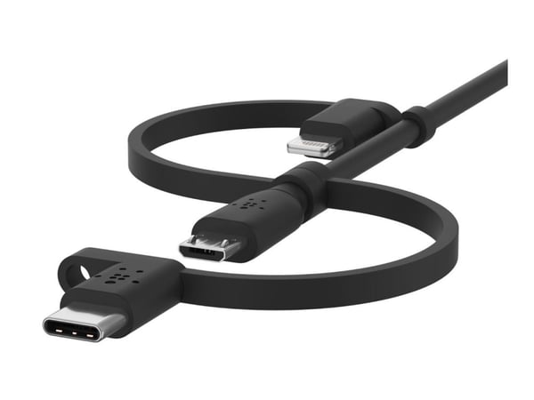 Belkin BOOST CHARGE, 1 m, USB A, USB C/Micro-USB B/Lightning, Musta
