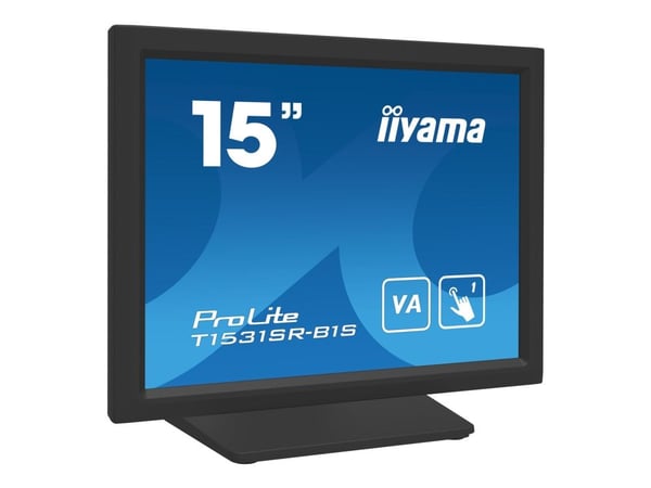 iiyama ProLite T1531SR-B1S - LED-skjerm - 15" - berøringsskjerm - 1024 x 768 - VA - 350 cd/m² - 2500:1 - 18 ms - HDMI, VGA, DisplayPort - høyttaler...