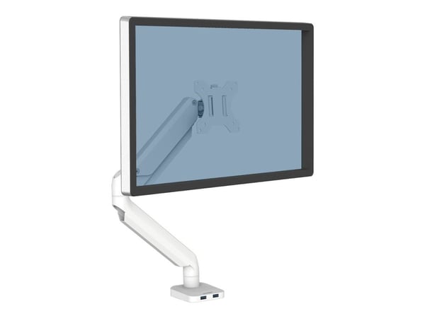Fellowes Platinum Series - Monteringssett - justerbar arm - for Skjerm - aluminium - hvit - skjermstørrelse: inntil 27" - skrivebordsmonterbar