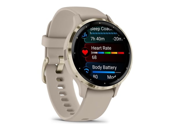 Garmin Venu 3S - 41 mm - french gray - smart klocka med band - silikon - handledsstorlek: 110-175 mm - display 1.2" - 8 GB - Bluetooth, ANT+, Wi-Fi...