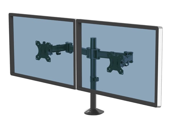 Fellowes Reflex Dual Monitor Arm - Monteringssett - justerbar arm - for 2 skjermer - metall - svart, RAL 9017 - skjermstørrelse: inntil 27" - skriv...