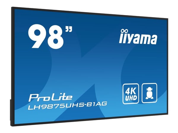 iiyama ProLite LH9875UHS-B1AG - 98" Diagonalklasse (97.5" synlig) LED-bakgrunnsbelyst LCD-skjerm - intelligent skilting - med innebygd SoC-mediespi...