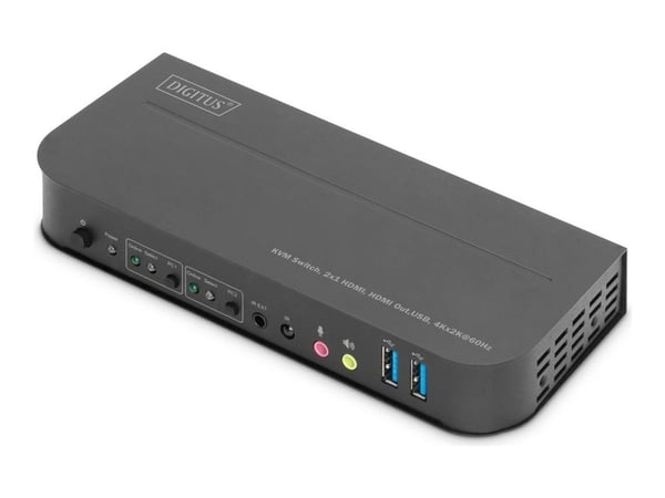DIGITUS - KVM / video / lydbryter - 2 x KVM port(s) - stasjonær, veggmonterbar