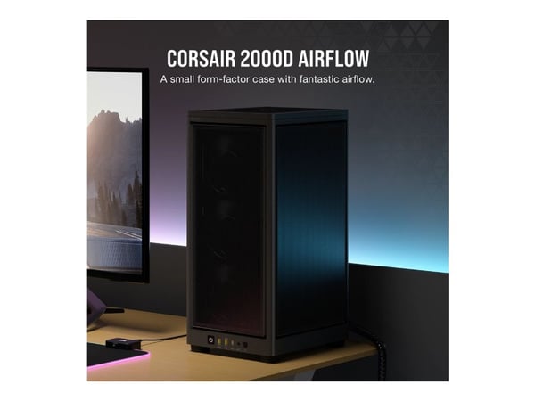 CORSAIR 2000D AIRFLOW - SFF Tower - mini-ITX - svart - USB/lyd