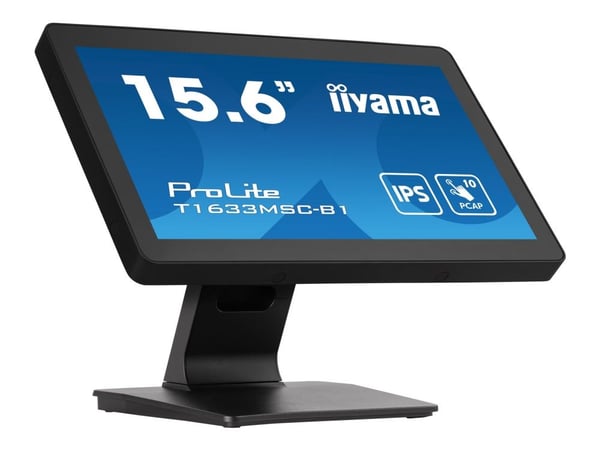 iiyama ProLite T1633MSC-B1 - LED-skjerm - 15.6" - berøringsskjerm - 1920 x 1080 Full HD (1080p) @ 60 Hz - IPS - 450 cd/m² - 1000:1 - 5 ms - HDMI, D...