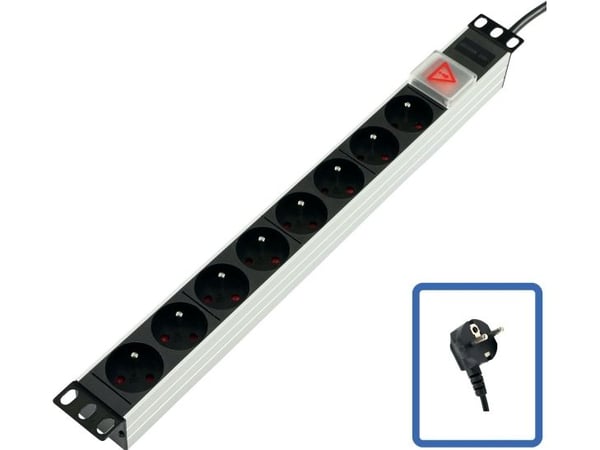 Lanview Logon TUPS031 - Tehonjakoyksikkö (räkkiversio) - 10A - 4000 Watt - tulo: E-tyyppi - lähtöliittimet: 8 (8 x E-tyyppi) - 1U - 19" - 2m johto ...